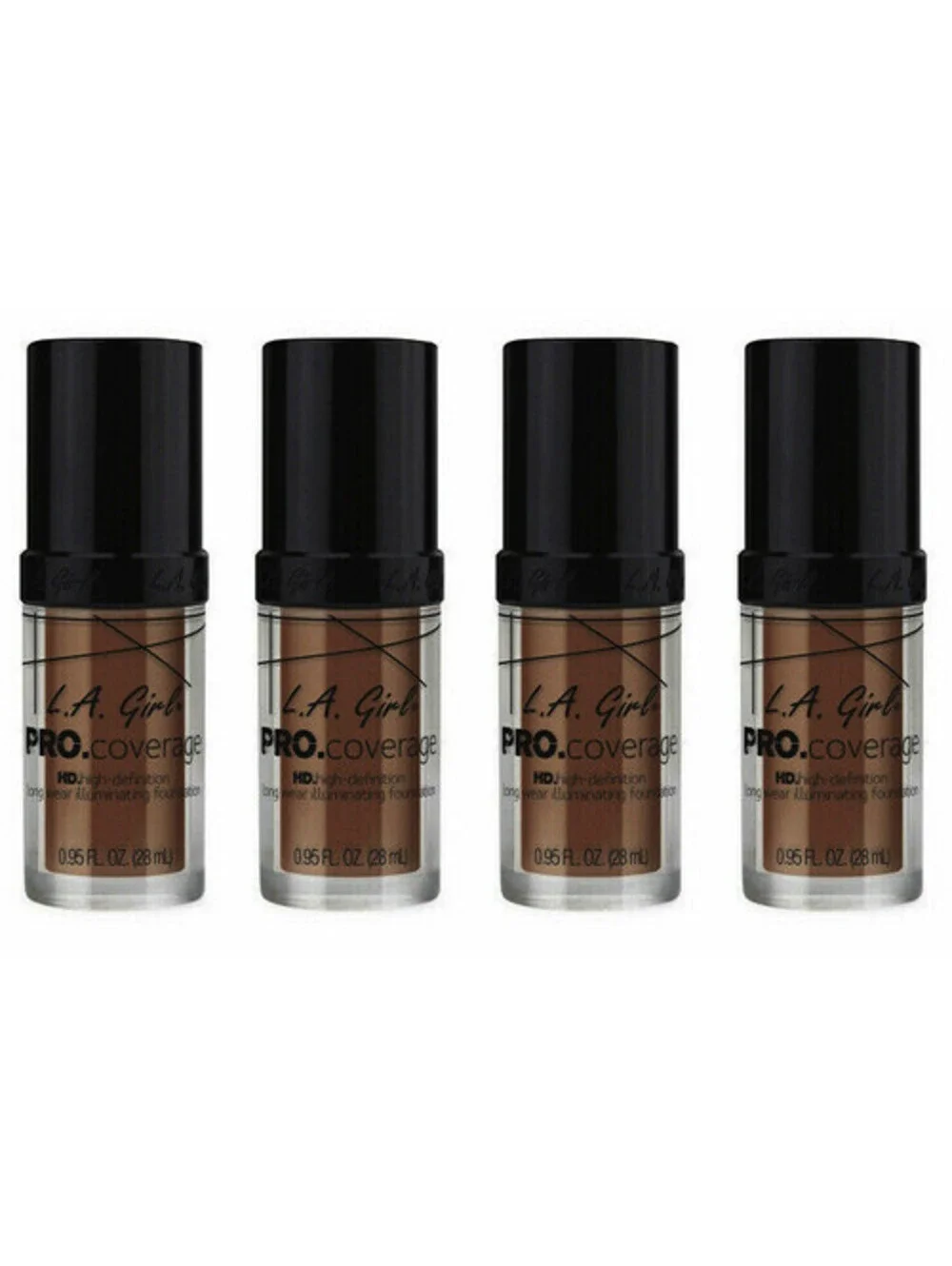 4-Pack: NEW L.A. Girl Pro Coverage Liquid Foundation in Warm Caramel (Sealed)